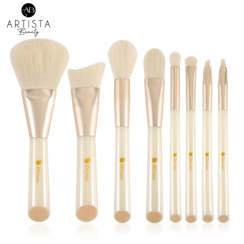 DUcare 8 Piece White Beveled Makeup Brush Set